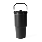 Thermosflasche aus recyceltem Edelstahl mit Auslaufschutz 600 ml farbe schwarz zweite Ansicht