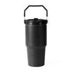Thermosflasche aus recyceltem Edelstahl mit Auslaufschutz 600 ml farbe schwarz