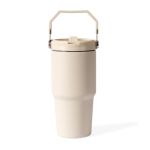 Thermosflasche aus recyceltem Edelstahl mit Auslaufschutz 600 ml farbe beige