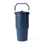 Thermosflasche aus recyceltem Edelstahl mit Auslaufschutz 600 ml farbe marineblau zweite Ansicht