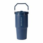 Thermosflasche aus recyceltem Edelstahl mit Auslaufschutz 600 ml farbe marineblau vierte Ansicht