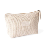 Kulturtasche aus Baumwolle mit Etikett zum Bedrucken farbe weiß erste Ansicht