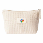 Kulturtasche aus Baumwolle mit Etikett zum Bedrucken farbe weiß zweite Ansicht