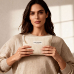 Kulturtasche aus Baumwolle mit Etikett zum Bedrucken farbe weiß vierte Ansicht