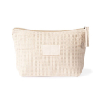 Kulturtasche aus Baumwolle mit Etikett zum Bedrucken farbe weiß