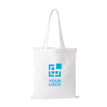 Polyester-Tasche mit langen Henkeln 300 g/m² farbe weiß Ansicht mit Druckbereich