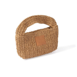 Kleine Papiertasche mit kurzen Henkeln und Etikett farbe braun erste Ansicht