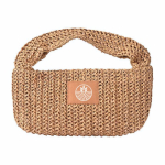 Kleine Papiertasche mit kurzen Henkeln und Etikett farbe braun zweite Ansicht