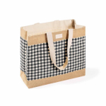 Tasche aus recycelter Baumwolle und Jute 220 g/m² farbe weiß/schwarz erste Ansicht