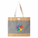 Tasche aus recycelter Baumwolle und Jute 220 g/m² farbe weiß/schwarz dritte Ansicht