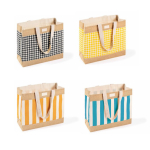 Tasche aus recycelter Baumwolle und Jute 220 g/m² farbe weiß/schwarz vierte Ansicht