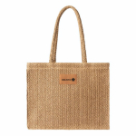 Papierbeutel mit langen Henkeln und Etikett farbe braun zweite Ansicht