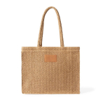 Papierbeutel mit langen Henkeln und Etikett farbe braun