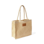 Papierbeutel mit langen Henkeln und Etikett farbe natürliche farbe erste Ansicht