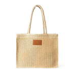 Papierbeutel mit langen Henkeln und Etikett farbe natürliche farbe