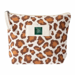 Kulturtasche aus recycelter Baumwolle mit Animal-Print farbe braun zweite Ansicht