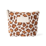Kulturtasche aus recycelter Baumwolle mit Animal-Print farbe braun