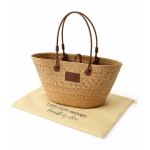 Mittlere Papiertasche mit langen Henkeln und Etikett farbe braun fünfte Ansicht