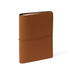 A5-Notizbuch aus Karton mit Hülle und Gummiband farbe braun erste Ansicht