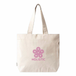 Tasche aus recycelter Baumwolle mit Reißverschluss 280 g/m² farbe natürliche farbe Detailbild 2