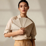 Faltfächer aus Bambus und Polyester 23 cm farbe natürliche farbe sechste Ansicht