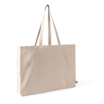 Fairtrade-Baumwolltasche mit Bodenfalte und langen Henkeln 220g/m² farbe natürliche farbe erste Ansicht