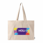 Fairtrade-Baumwolltasche mit Bodenfalte und langen Henkeln 220g/m² farbe natürliche farbe sechste Ansicht