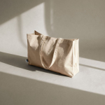 Fairtrade-Baumwolltasche mit Bodenfalte und langen Henkeln 220g/m² farbe natürliche farbe Detailbild