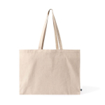 Fairtrade-Baumwolltasche mit Bodenfalte und langen Henkeln 220g/m² farbe natürliche farbe