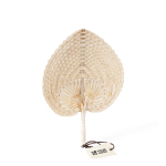 Strohfächer in Blattform mit Etikett zur Personalisierung farbe natürliche farbe Ansicht mit Druckbereich