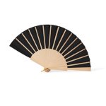 Fächer aus Holz und Polyester mit Band 26 cm farbe schwarz zweite Ansicht