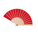 Fächer aus Holz und Polyester mit Band 26 cm farbe rot zweite Ansicht