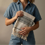 Strandtuch aus recycelter Baumwolle mit Fransen 380 g/m² farbe natürliche farbe vierte Ansicht