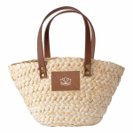 Kleine Papiertasche im Korb-Design mit Etikett zum Personalisieren farbe natürliche farbe zweite Ansicht