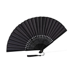 Fächer aus Bambus und Polyester 21 cm farbe schwarz zweite Ansicht