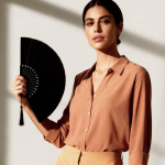 Fächer aus Bambus und Polyester 21 cm farbe schwarz vierte Ansicht