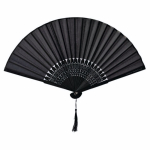 Fächer aus Bambus und Polyester 21 cm farbe schwarz