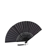 Fächer aus Bambus und Polyester 21 cm farbe schwarz Ansicht mit Druckbereich