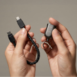 Schlüsselanhänger-Ladekabel mit USB-C und Typ-C-Eingang farbe schwarz Detailbild