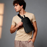 Umhängetasche aus Polyester mit einem Fach und Fronttasche farbe schwarz dritte Ansicht