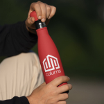 Thermoflasche aus recyceltem Edelstahl mit Soft-Touch 500 ml farbe rot dritte Ansicht