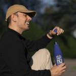 Thermoflasche aus recyceltem Edelstahl mit Soft-Touch 500 ml farbe dunkelblau dritte Ansicht