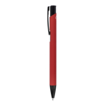 Kugelschreiber aus Recycling-Alu mit schwarzem Clip, blaue Tinte farbe rot dritte Ansicht
