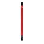 Kugelschreiber aus Recycling-Alu mit schwarzem Clip, blaue Tinte farbe rot vierte Ansicht