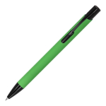 Kugelschreiber aus Recycling-Alu mit schwarzem Clip, blaue Tinte farbe grün