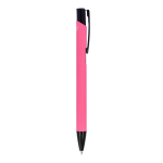 Kugelschreiber aus Recycling-Alu mit schwarzem Clip, blaue Tinte farbe rosa fünfte Ansicht