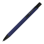 Kugelschreiber aus Recycling-Alu mit schwarzem Clip, blaue Tinte farbe dunkelblau