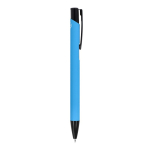 Kugelschreiber aus Recycling-Alu mit schwarzem Clip, blaue Tinte farbe hellblau fünfte Ansicht