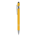 Kugelschreiber aus Recycling-Aluminium, robuster Clip, blaue Tinte farbe gelb dritte Ansicht