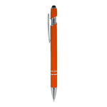 Kugelschreiber aus Recycling-Aluminium, robuster Clip, blaue Tinte farbe orange dritte Ansicht